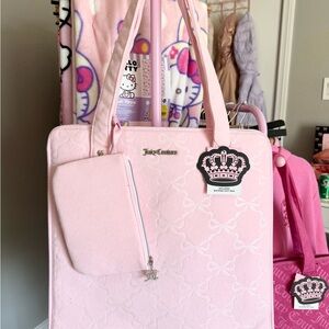 Juicy Couture Light Pink Embossed Beach Tote with Pouch